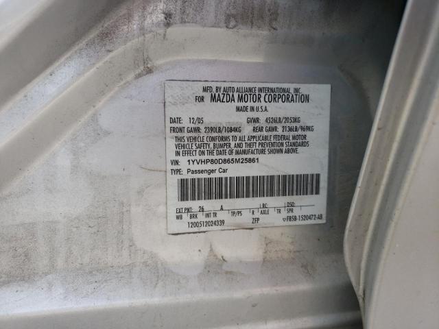 1YVHP80D865M25861 - 2006 MAZDA 6 S SILVER photo 12