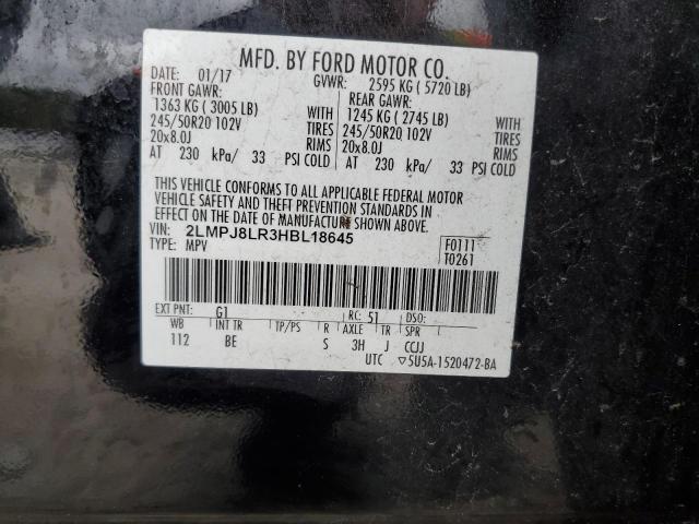 2LMPJ8LR3HBL18645 - 2017 LINCOLN MKX RESERVE BLACK photo 13