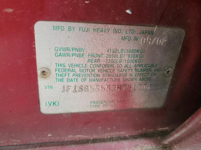 JF1SG65653H741700 - 2003 SUBARU FORESTER 2.5XS أحمر صورة 13