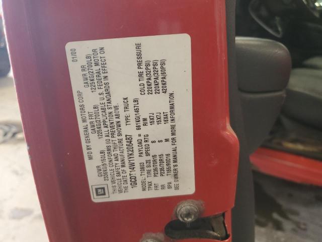 1GCDT14W1YK206487 - 2000 CHEVROLET S TRUCK S10 RED photo 12