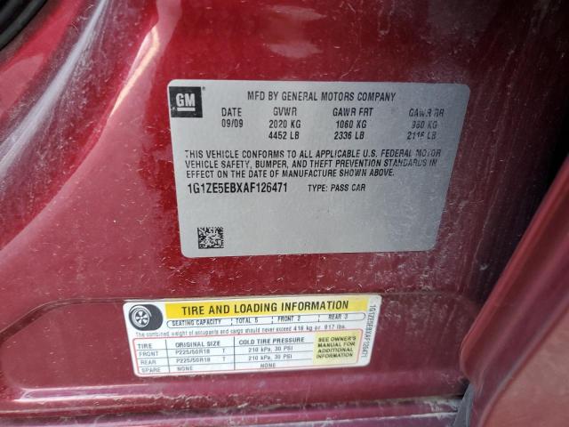 1G1ZE5EBXAF126471 - 2010 CHEVROLET MALIBU LTZ 红色 照片 12