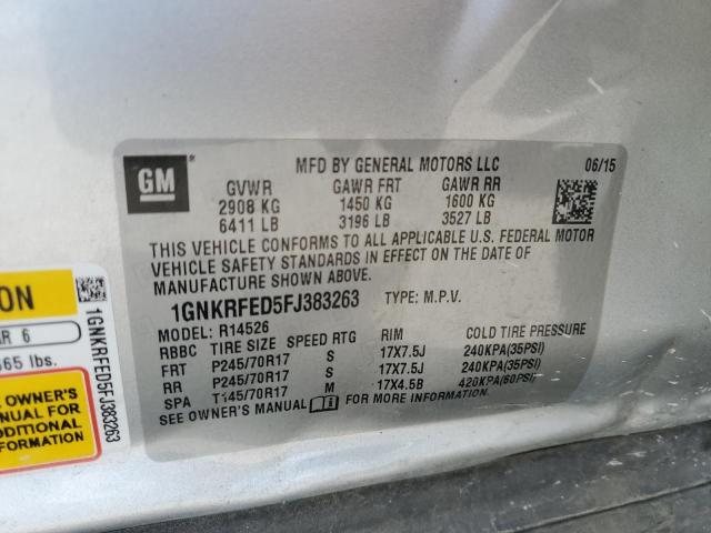 1GNKRFED5FJ383263 - 2015 CHEVROLET TRAVERSE LS GRAY photo 13