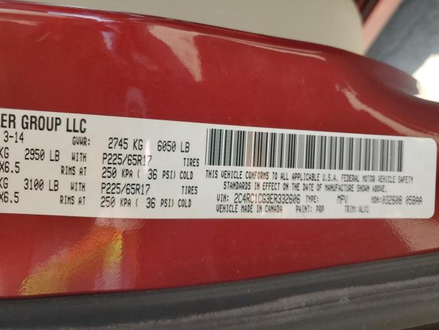 2C4RC1CG3ER332606 - 2014 CHRYSLER TOWN & COU TOURING L RED photo 13