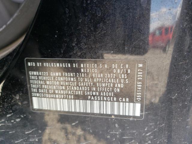 3VWC57BU4KM097188 - 2019 VOLKSWAGEN JETTA S Чорний фото 12