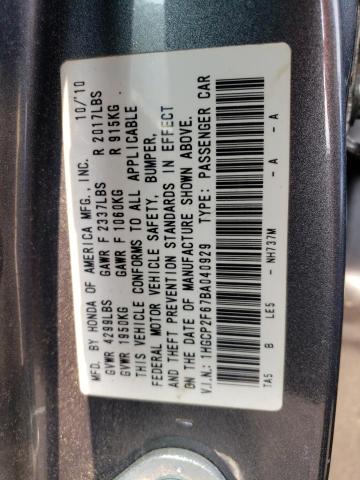 1HGCP2F67BA040929 - 2011 HONDA ACCORD SE CHARCOAL photo 12