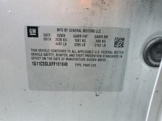 1G11C5SLXFF181848 - 2015 CHEVROLET MALIBU 1LT SILVER photo 12