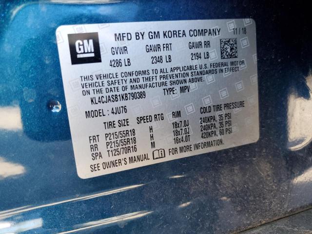 KL4CJASB1KB790389 - 2019 BUICK ENCORE PREFERRED 蓝色 照片 13