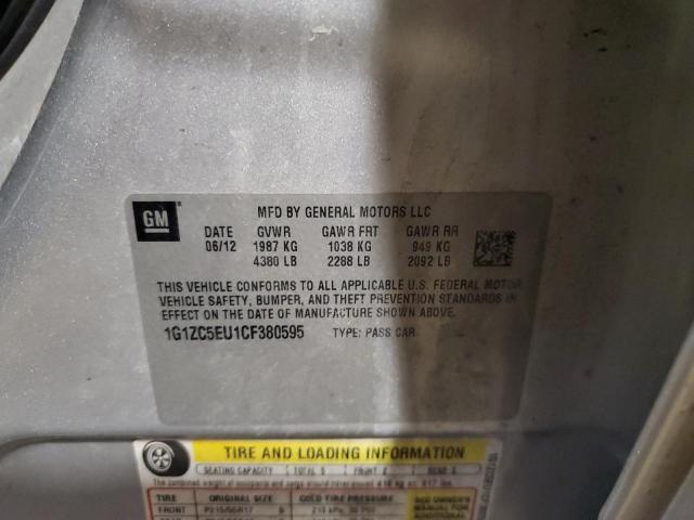 1G1ZC5EU1CF380595 - 2012 CHEVROLET MALIBU 1LT SILVER photo 12