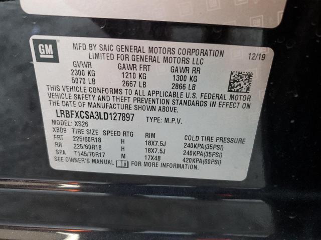 LRBFXCSA3LD127897 - 2020 BUICK ENVISION ESSENCE Սև լուսանկար 13