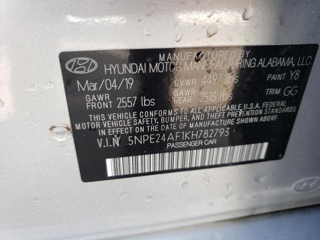 5NPE24AF1KH782793 - 2019 HYUNDAI SONATA SE SILVER photo 13