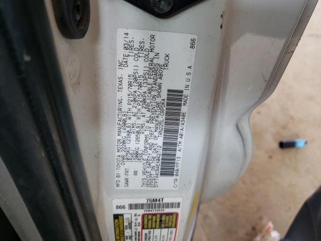 5TFTX4CN4EX042712 - 2014 TOYOTA TACOMA ACCESS CAB თეთრი ფოტო 12