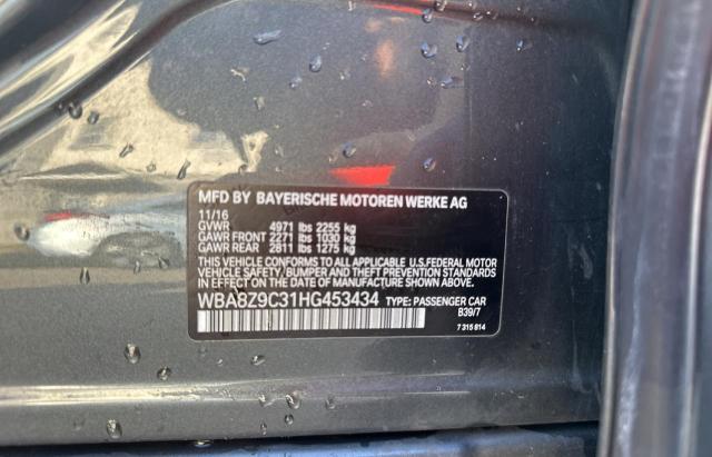 WBA8Z9C31HG453434 - 2017 BMW 330 XIGT GRAY photo 10