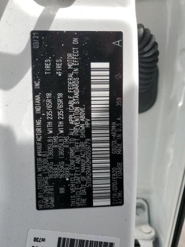 5TDHZRAH2MS059779 - 2021 TOYOTA HIGHLANDER XLE WHITE photo 12