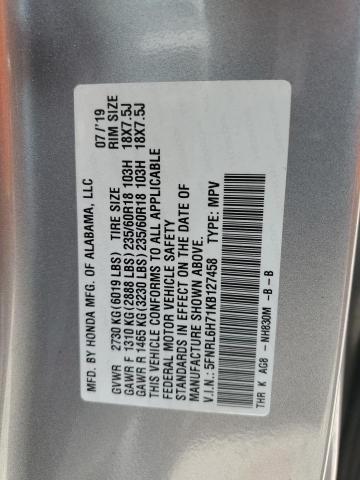 5FNRL6H71KB127458 - 2019 HONDA ODYSSEY EXL SILVER photo 13