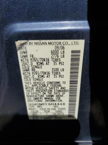 5N1AR18W97C604448 - 2007 NISSAN PATHFINDER LE 蓝色 照片 13