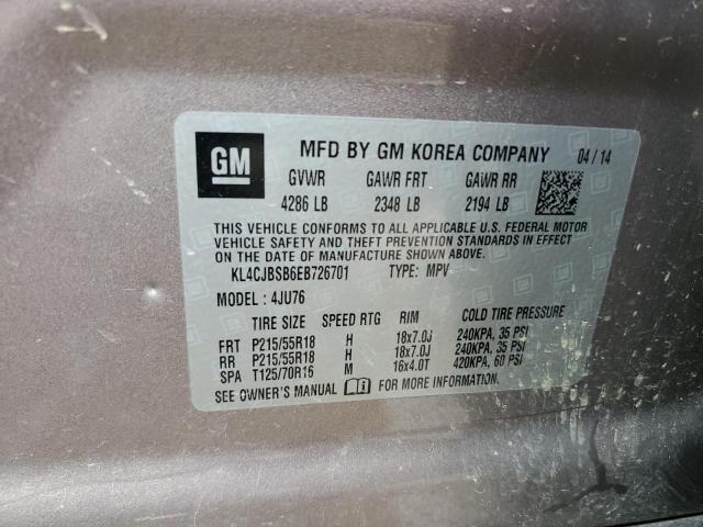 KL4CJBSB6EB726701 - 2014 BUICK ENCORE CONVENIENCE GRAY photo 13