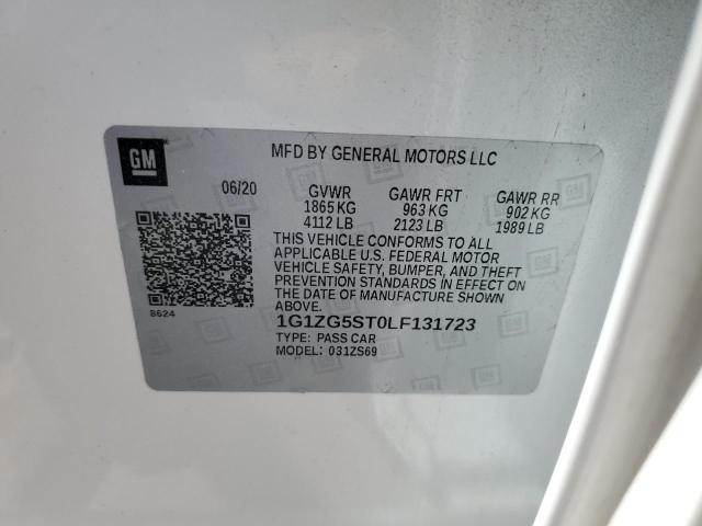 1G1ZG5ST0LF131723 - 2020 CHEVROLET MALIBU RS WHITE photo 12