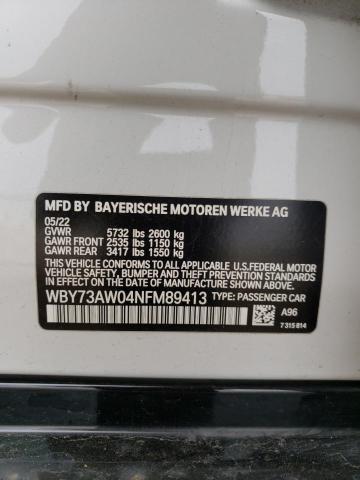 WBY73AW04NFM89413 - 2022 BMW I4 EDRIVE4 WHITE photo 12