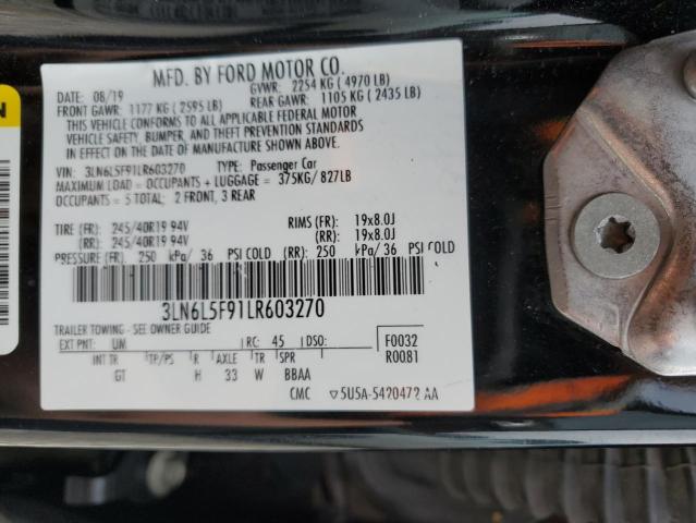 3LN6L5F91LR603270 - 2020 LINCOLN MKZ RESERVE შავი ფოტო 12