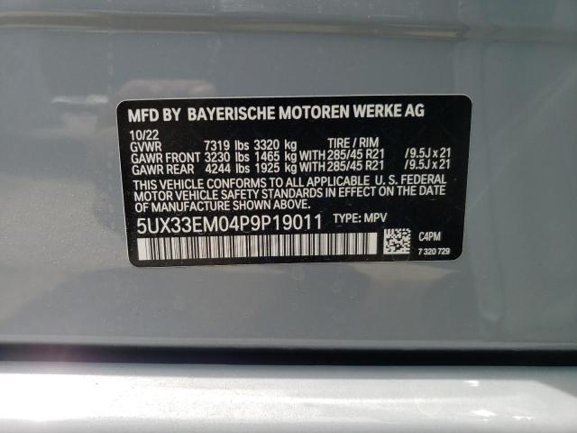 5UX33EM04P9P19011 - 2023 BMW X7 M60I GRAY photo 12