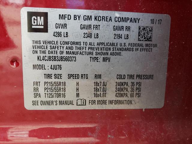 KL4CJBSB3JB560373 - 2018 BUICK ENCORE PREFERRED II RED photo 13