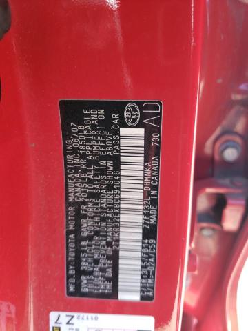 2T1KR32EX8C691046 - 2008 TOYOTA COROLLA MA XR RED photo 12