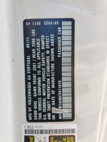 WVWFW7AH8CV011678 - 2012 VOLKSWAGEN EOS LUX 白色 照片 12