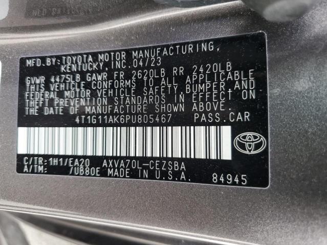4T1G11AK6PU805467 - 2023 TOYOTA CAMRY SE NIGHT SHADE GRAY photo 13