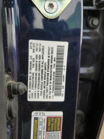 7FARW2H89LE013755 - 2020 HONDA CR-V EXL BLUE photo 14