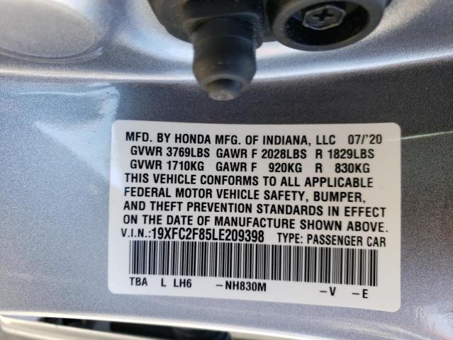 19XFC2F85LE209398 - 2020 HONDA CIVIC SPORT 银色 照片 12