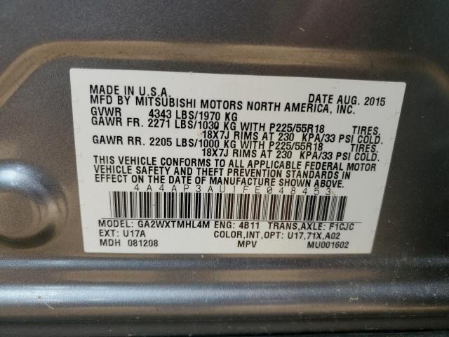 4A4AP3AU1FE048453 - 2015 MITSUBISHI OUTLANDER ES GRAY photo 12