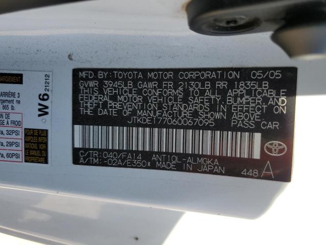 JTKDE177060067095 - 2006 TOYOTA SCION TC 白色 照片 12