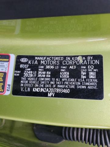 KNDJN2A20J7893460 - 2018 KIA SOUL GREEN photo 12