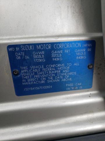 JS2YB413675102824 - 2007 SUZUKI SX4 SILVER photo 12