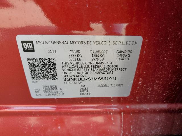 3GNKBLRS7MS561911 - 2021 CHEVROLET BLAZER PREMIER RED photo 13