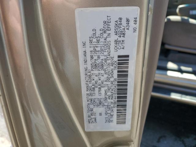 5TBBT44163S342198 - 2003 TOYOTA TUNDRA ACCESS CAB SR5 GOLD photo 12