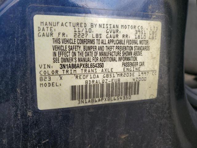 3N1AB6APXBL654350 - 2011 NISSAN SENTRA 2.0 BLUE photo 12