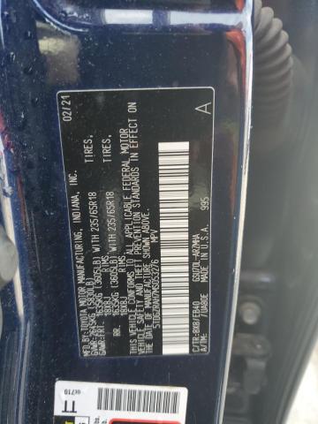5TDGZRAH7MS053276 - 2021 TOYOTA HIGHLANDER XLE BLUE photo 12