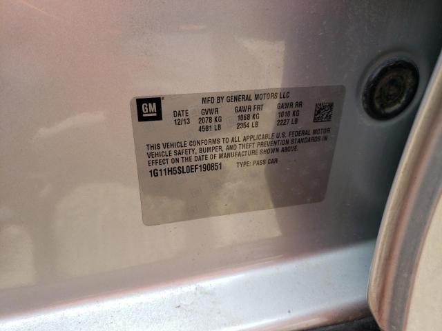 1G11H5SL0EF190851 - 2014 CHEVROLET MALIBU LTZ ვერცხლისფერი ფოტო 12