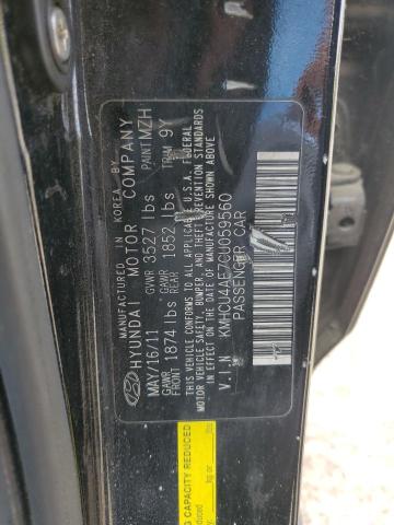 KMHCU4AE7CU059560 - 2012 HYUNDAI ACCENT GLS BLACK photo 12