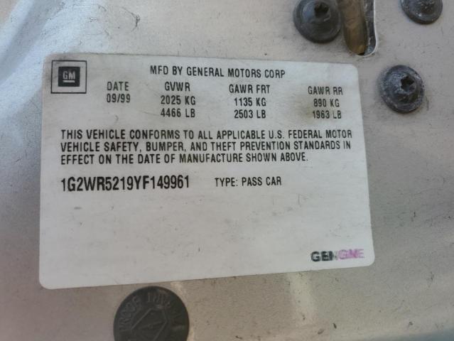 1G2WR5219YF149961 - 2000 PONTIAC GRAND PRIX GTP Gümüş foto 13