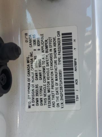 2HGFC3B75JH350851 - 2018 HONDA CIVIC EXL Ağ foto 12