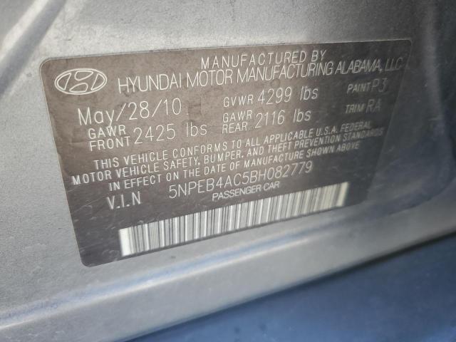 5NPEB4AC5BH082779 - 2011 HYUNDAI SONATA GLS BLACK photo 12