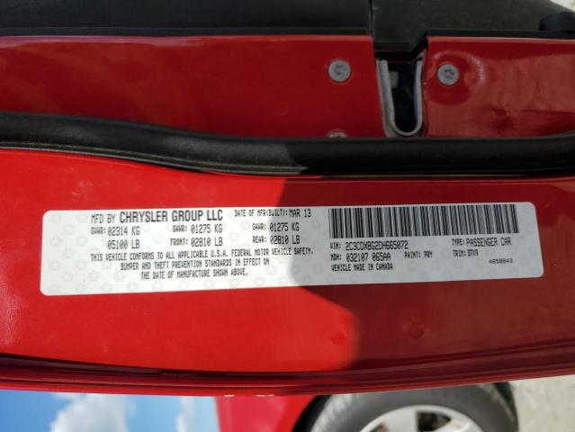 2C3CDXBG2DH665072 - 2013 DODGE CHARGER SE RED photo 12