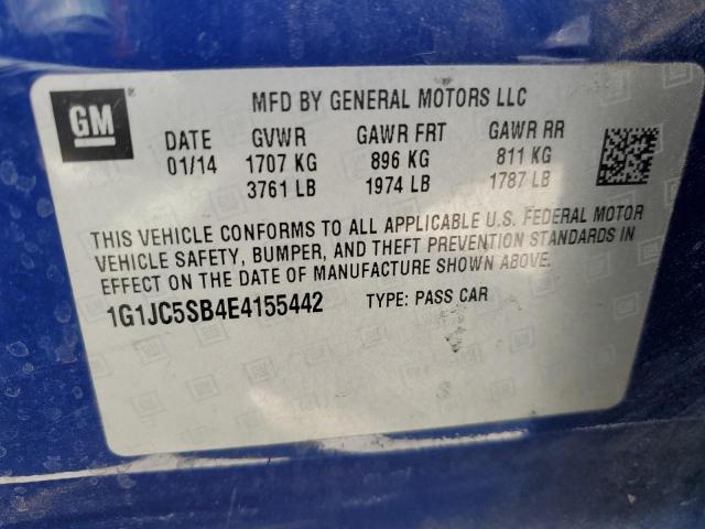 1G1JC5SB4E4155442 - 2014 CHEVROLET SONIC LT BLUE photo 12