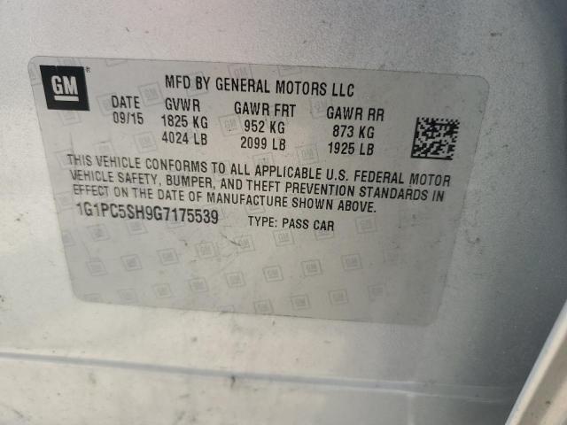 1G1PC5SH9G7175539 - 2016 CHEVROLET CRUZE LIMI LS SILVER photo 12