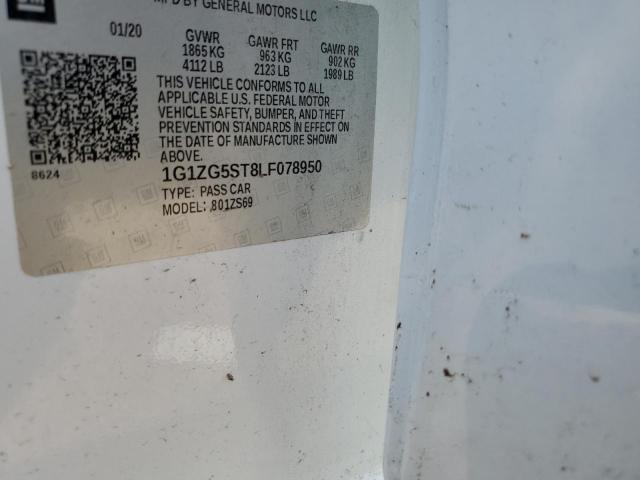 1G1ZG5ST8LF078950 - 2020 CHEVROLET MALIBU RS 白色 照片 12