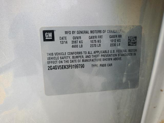 2G4GV5EK3F9199790 - 2015 BUICK REGAL 银色 照片 12