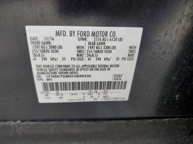 1FM5K7D86HGB50332 - 2017 FORD EXPLORER XLT BLUE photo 13