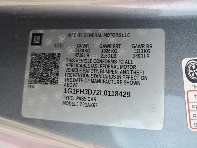 1G1FH3D72L0118429 - 2020 CHEVROLET CAMARO SS GRAY photo 12